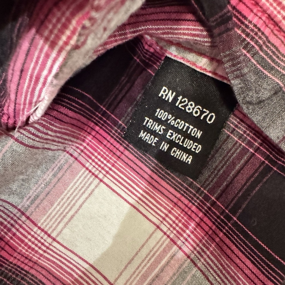 Cowgirl Hardware Girls M 7/8 Western Snap Shirt Pink Plaid Horse‎ Rhinestone - Picture 10 of 13